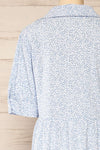 Caicedo Blue Patterned Midi Shirtdress | La petite garçonne back close-up