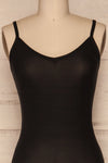 Caitlyn Black Stretchy Bodysuit | La Petite Garçonne front close-up