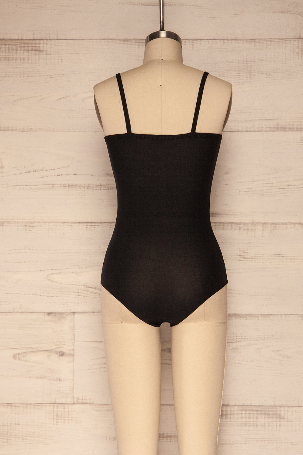 Caitlyn Black Stretchy Bodysuit | La Petite Garçonne back view 