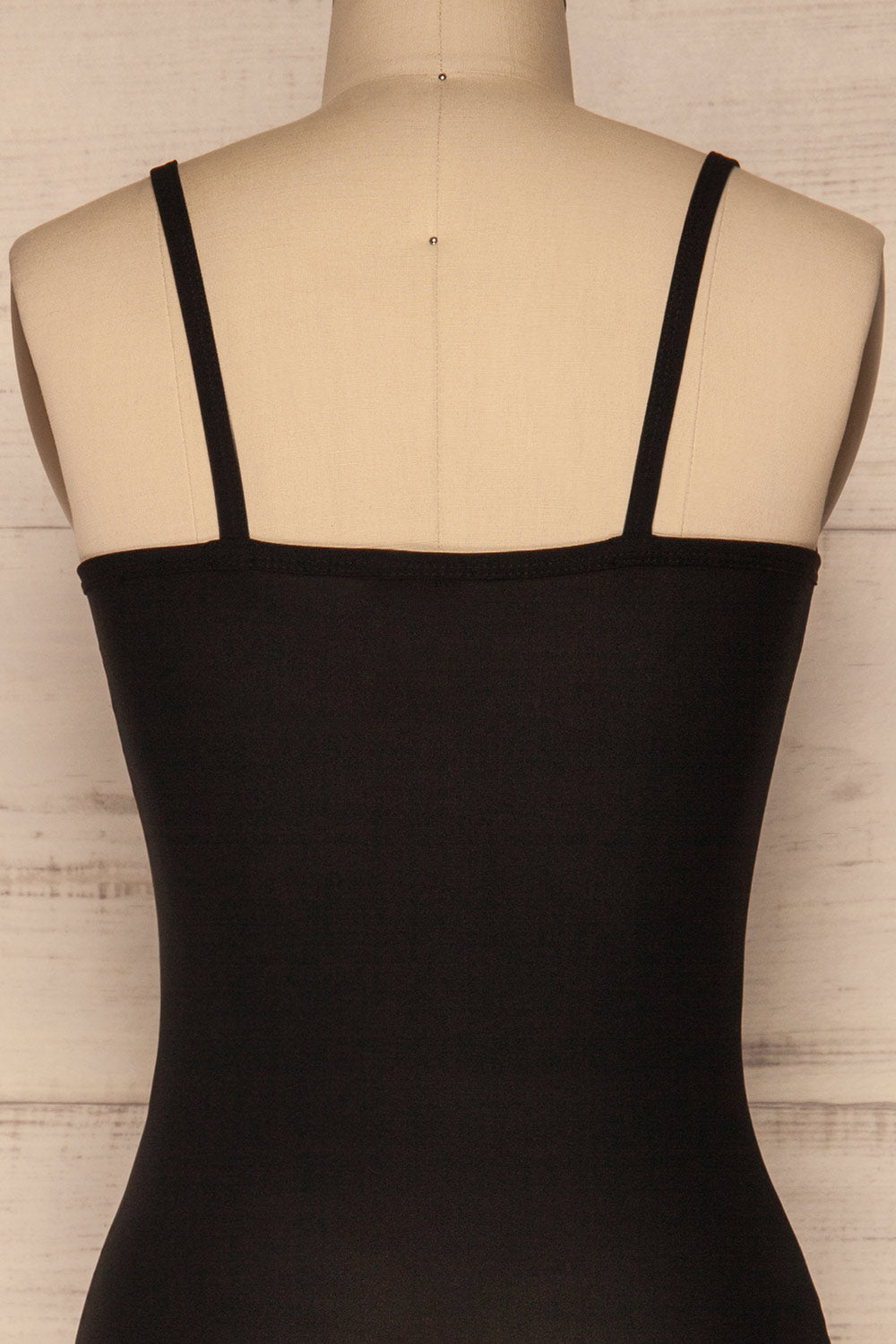 Caitlyn Black Stretchy Bodysuit | La Petite Garçonne back close-up