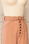 Cajontambo Pink Denim Wide-Leg Pants w/ Belt | La petite garçonne side close-up