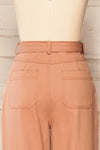 Cajontambo Pink Denim Wide-Leg Pants w/ Belt | La petite garçonne back close-up