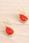 Cajsa Vitet Red & Golden Pendant Earrings close-up | La Petite Garçonne