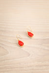 Cajsa Vitet Red & Golden Pendant Earrings | La Petite Garçonne