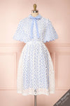 Calaeno White & Blue Openwork Lace Collared Dress | Boutique 1861 front view