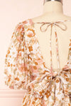 Calendula Short Floral Dress w/ Open Back | Boutique 1861 back close up