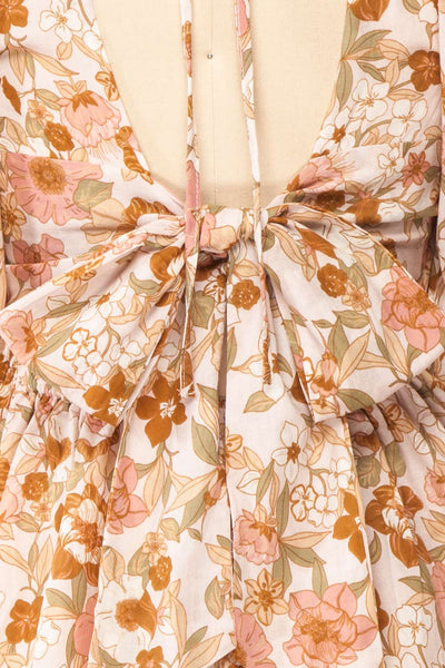 Calendula Short Floral Dress w/ Open Back | Boutique 1861 back bow