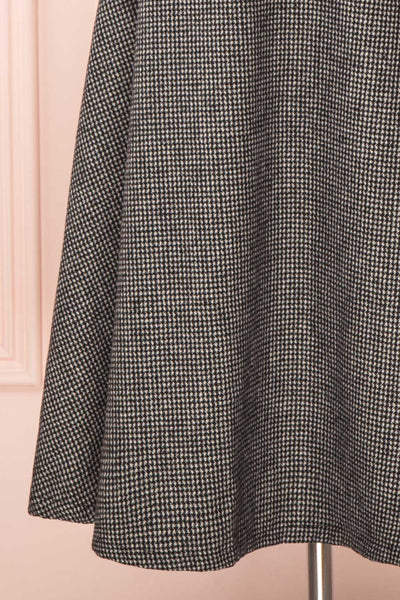 Calissa Black & White Houndstooth A-Line Midi Skirt | BOTTOM CLOSE UP | Boutique 1861