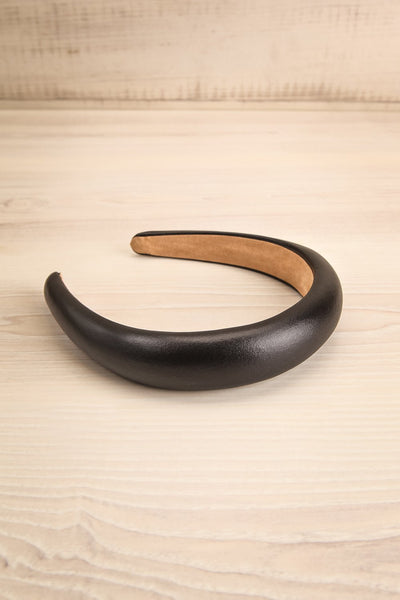 Calitri Black Satin Padded Headband | La petite garçonne flat view