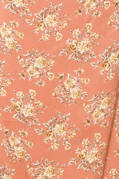 Calliope Pink Cowl Neck Floral Midi Dress | Boutique 1861 fabric