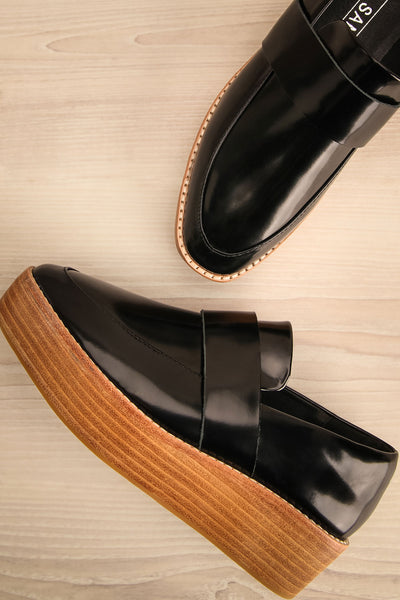 Camerota Wood Black Slip-On Platform Shoe flat lay | La Petite Garçonne Chpt. 2
