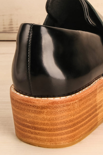Camerota Wood Black Slip-On Platform Shoe back close-up | La Petite Garçonne Chpt. 2