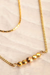 Camilia Sukh Golden Double Chain Pendant Necklace flat close-up | Boutique 1861