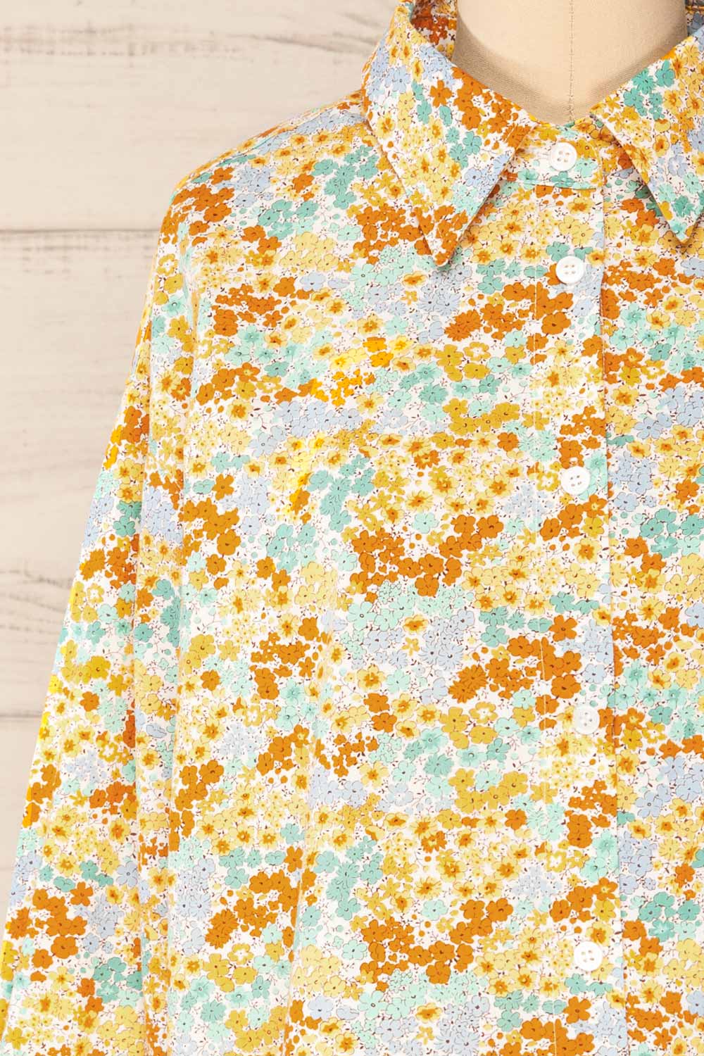 Campamento Oversized Patterned Button-Up Shirt | La petite garçonne front close-up