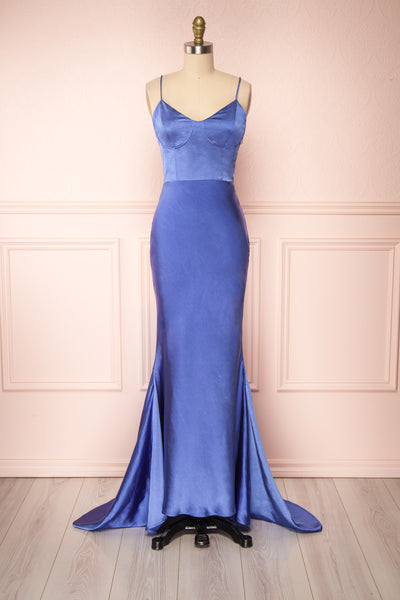 Campanaka Blue Silky Maxi Mermaid Dress | Boutique 1861
