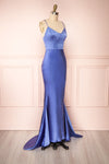 Campanaka Blue Silky Maxi Mermaid Dress | Boutique 1861 side view
