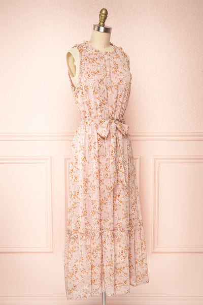 Campanna Floral Midi Dress w/ Ruffles | Boutique 1861 side view