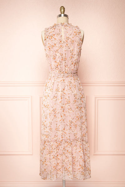 Campanna Floral Midi Dress w/ Ruffles | Boutique 1861 back view
