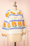 Canaries Colourful Round Neck Knit Sweater | Boutique 1861 side view