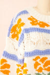 Canaries Colourful Round Neck Knit Sweater | Boutique 1861 side close-up