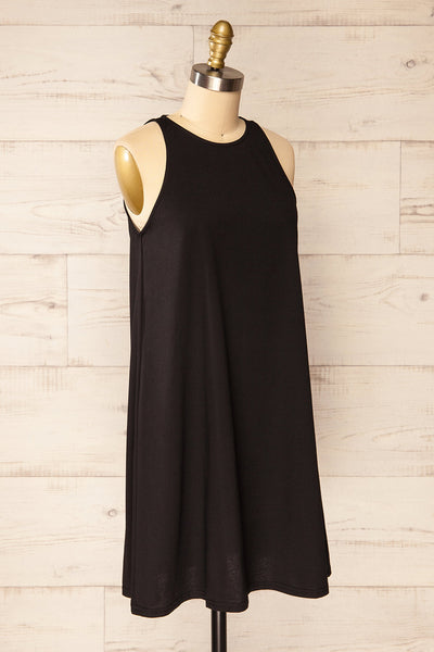 Canchimalero Black Loose Short Dress | La petite garçonne side view
