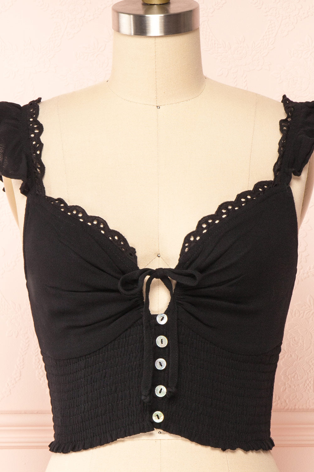 Candik Black Cropped Tank Top | Boutique 1861 front close up