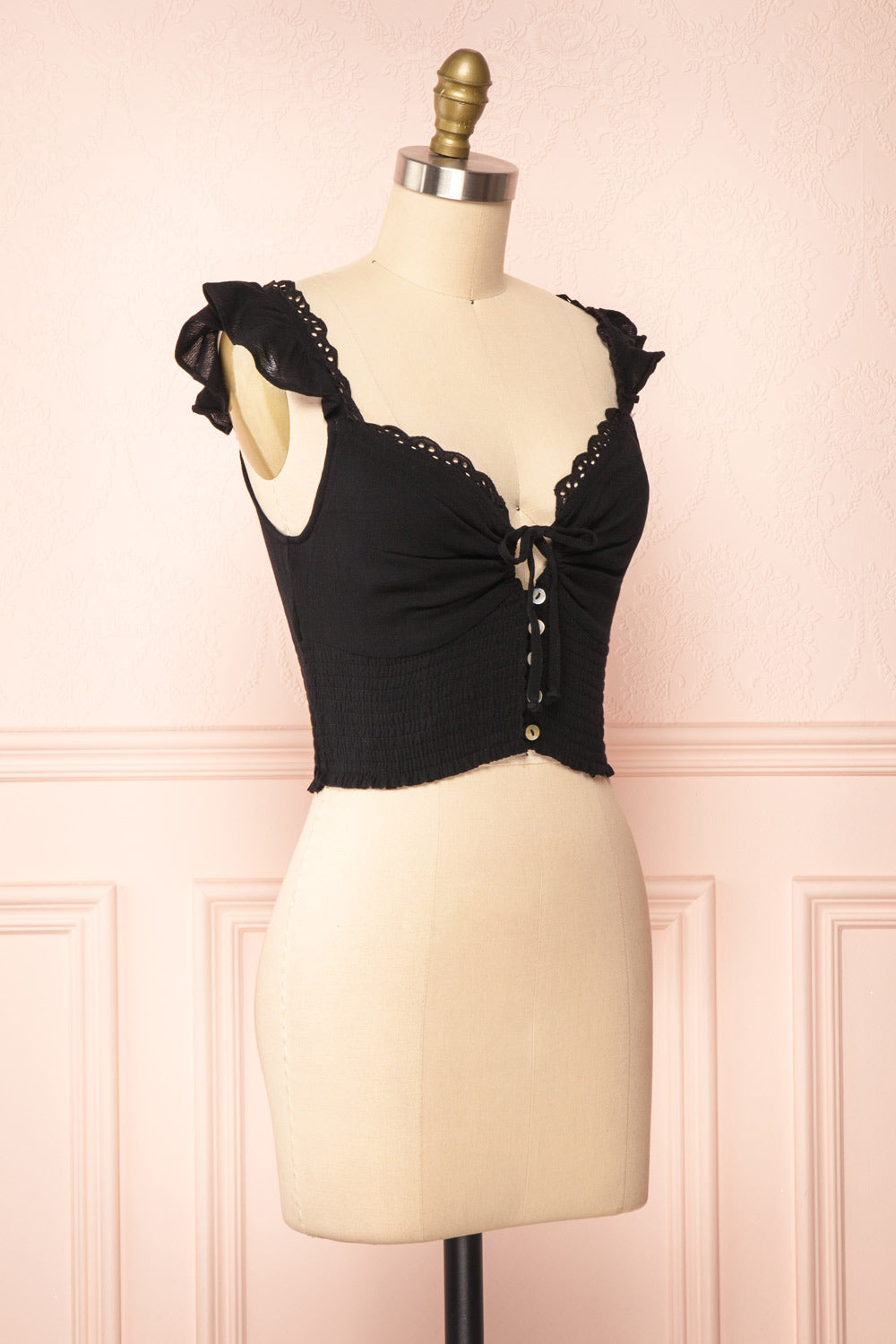 Candik Black Cropped Tank Top | Boutique 1861 side view