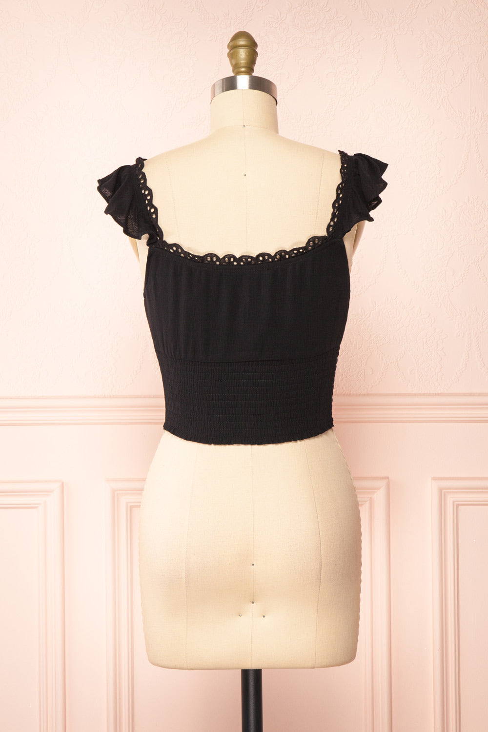 Candik Black Cropped Tank Top | Boutique 1861 back view