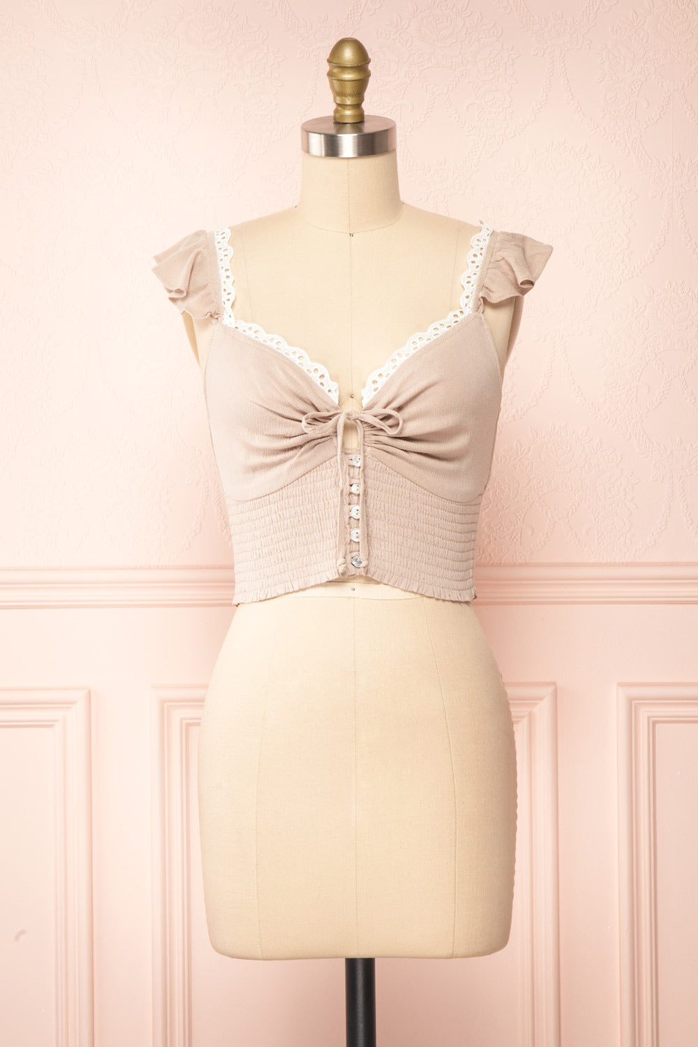 Candik Taupe Cropped Tank Top | Boutique 1861