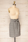 Cantagallo Grey Belted High-Waisted Plaid Skirt | La petite garçonne   side view