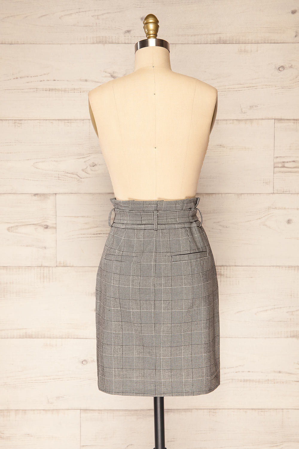 Cantagallo Grey Belted High-Waisted Plaid Skirt | La petite garçonne