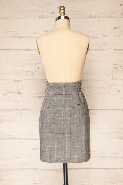 Cantagallo Grey Belted High-Waisted Plaid Skirt | La petite garçonne   back view