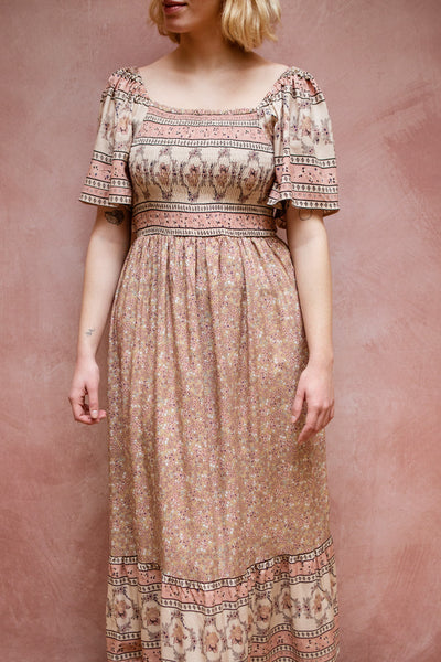 Caphira Patterned Short Sleeve Maxi Dress | Boutique 1861 model