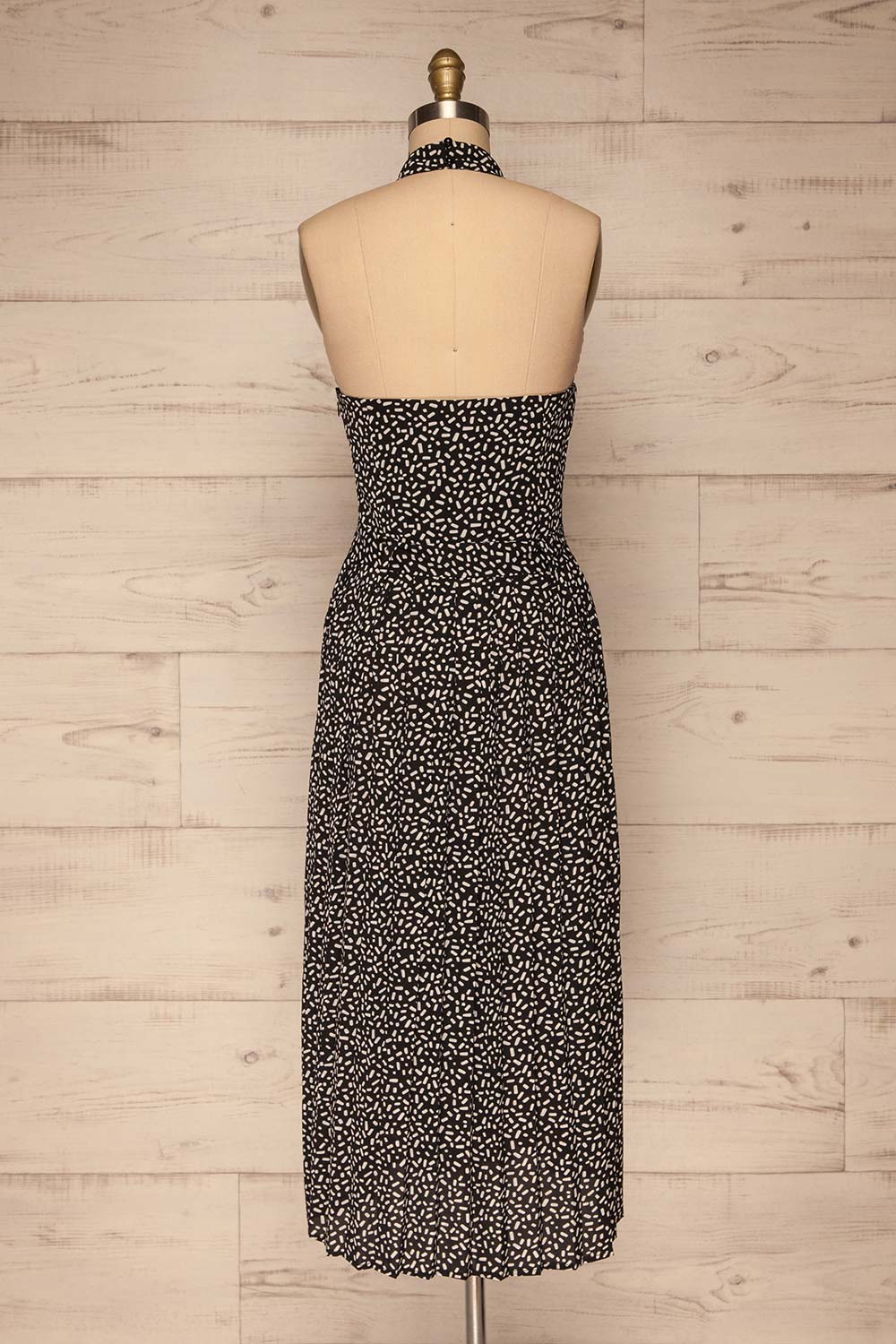 Capulicrin Black & White Halter Midi Dress back view | La petite garçonne