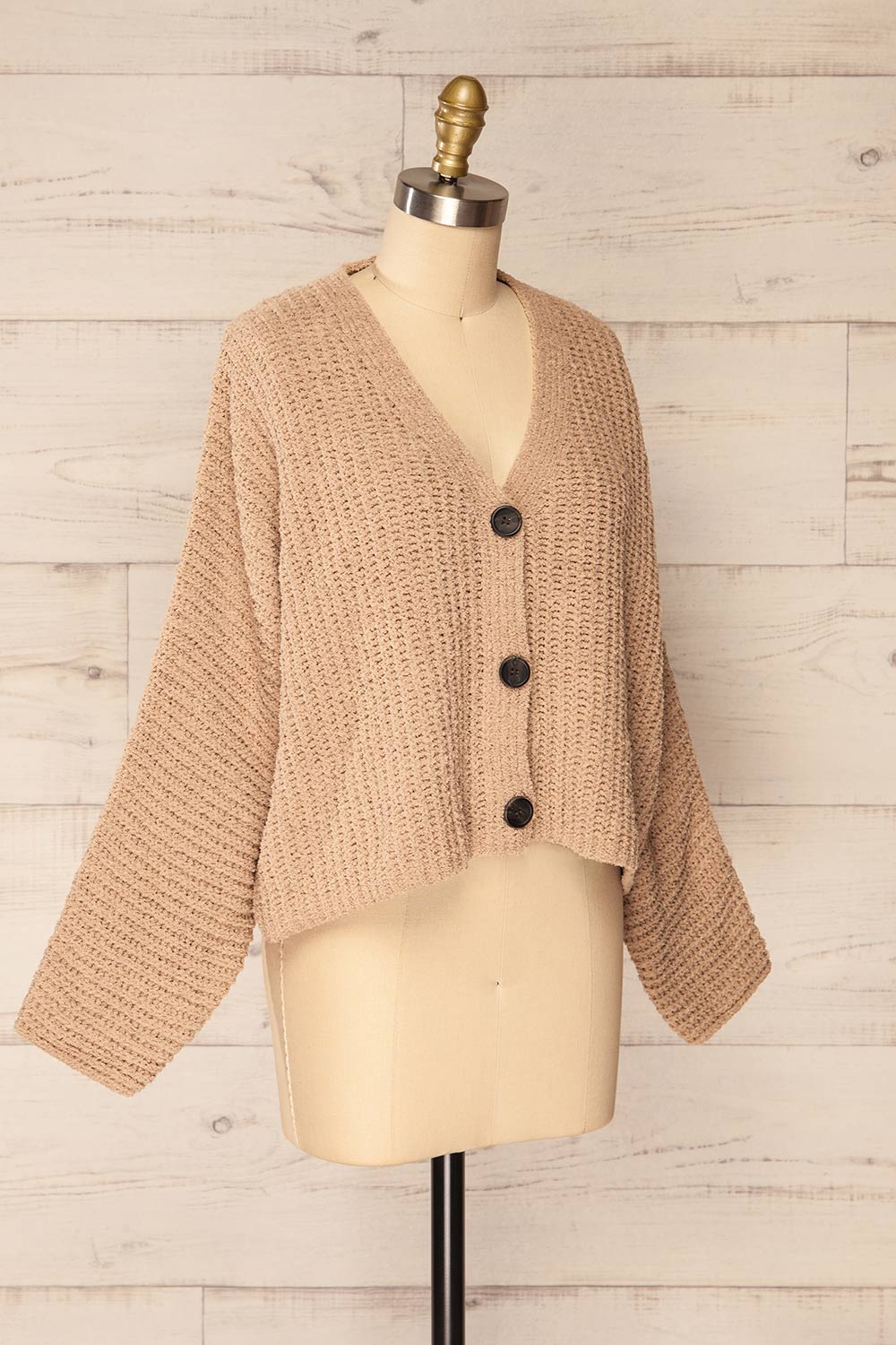 Capzhua Beige Oversized Knit Cardigan | La petite garçonne side view 