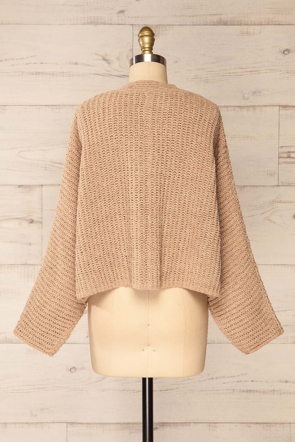 Capzhua Beige Oversized Knit Cardigan | La petite garçonne back view