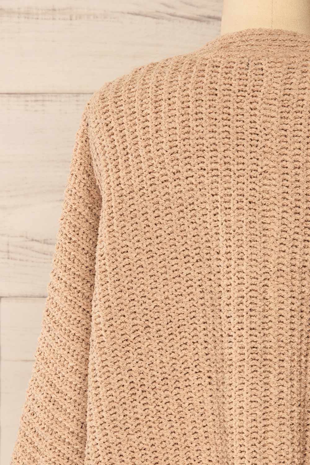 Capzhua Beige Oversized Knit Cardigan | La petite garçonne back close-up