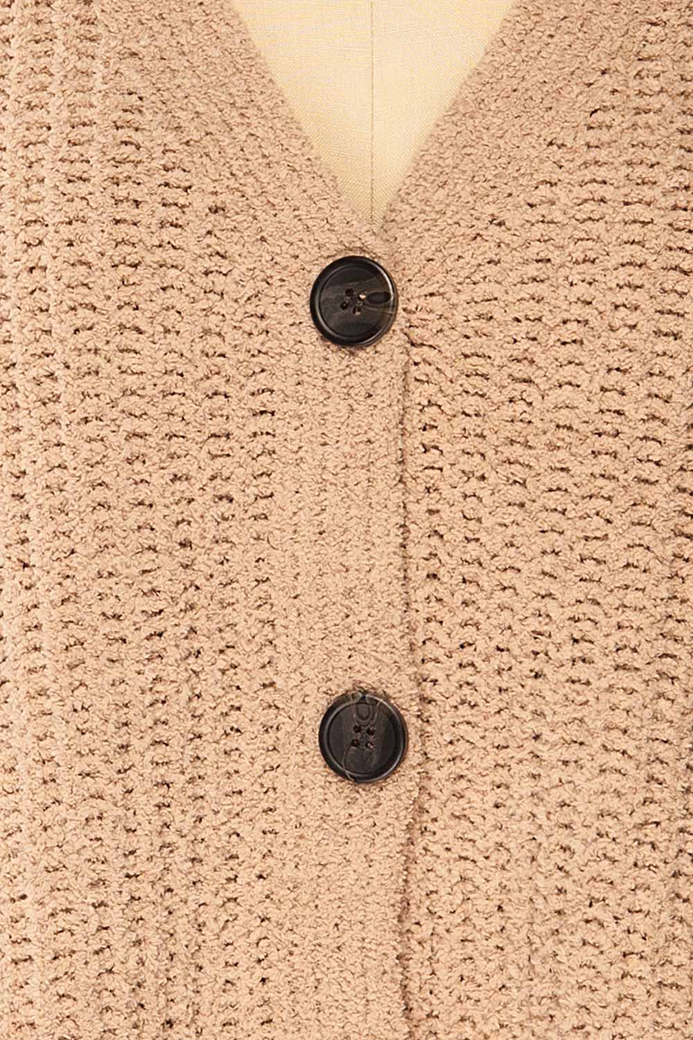 Capzhua Beige Oversized Knit Cardigan | La petite garçonne fabric 