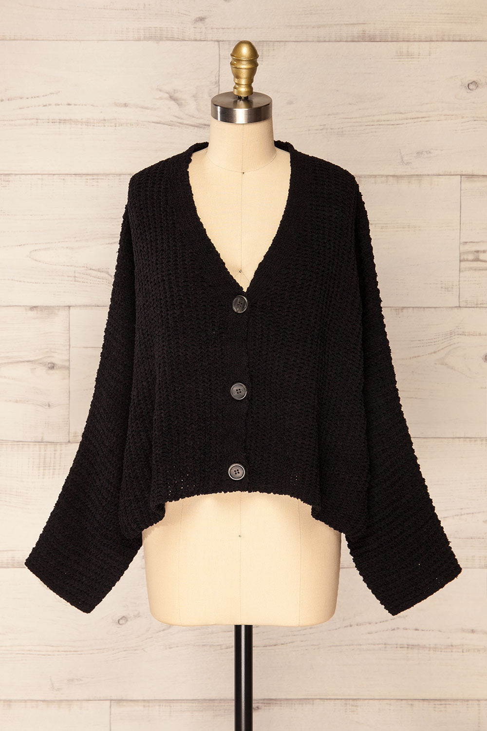 Capzhua Black Oversized Knit Cardigan | La petite garçonne front view