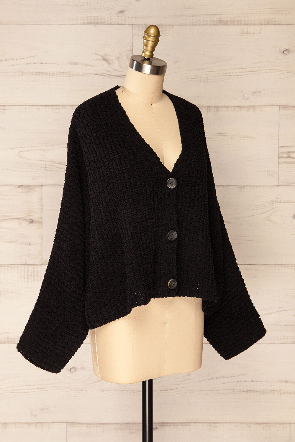 Capzhua Black Oversized Knit Cardigan | La petite garçonne side view