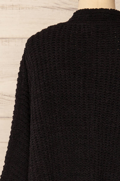 Capzhua Black Oversized Knit Cardigan | La petite garçonne back close-up
