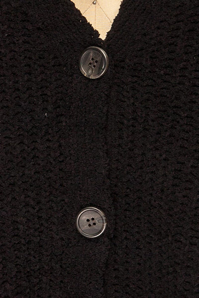 Capzhua Black Oversized Knit Cardigan | La petite garçonne fabric