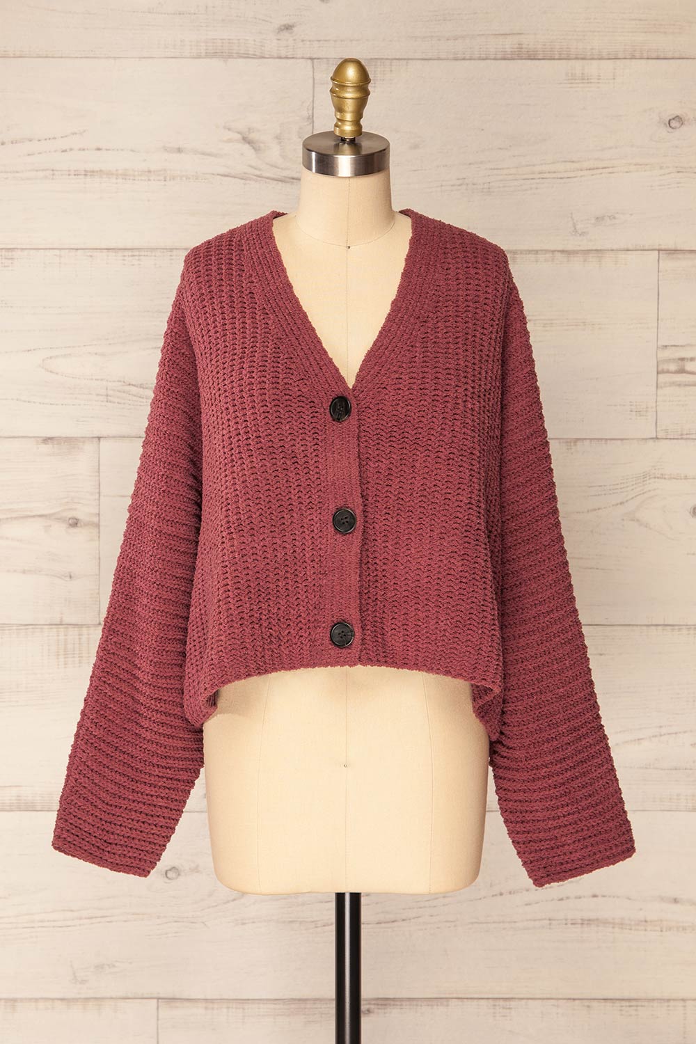 Capzhua Mauve Oversized Knit Cardigan | La petite garçonne front view