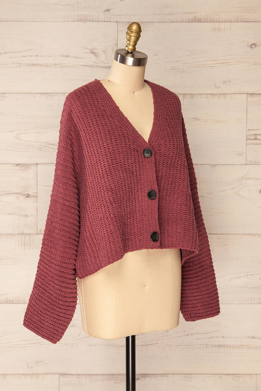 Capzhua Mauve Oversized Knit Cardigan | La petite garçonne side view