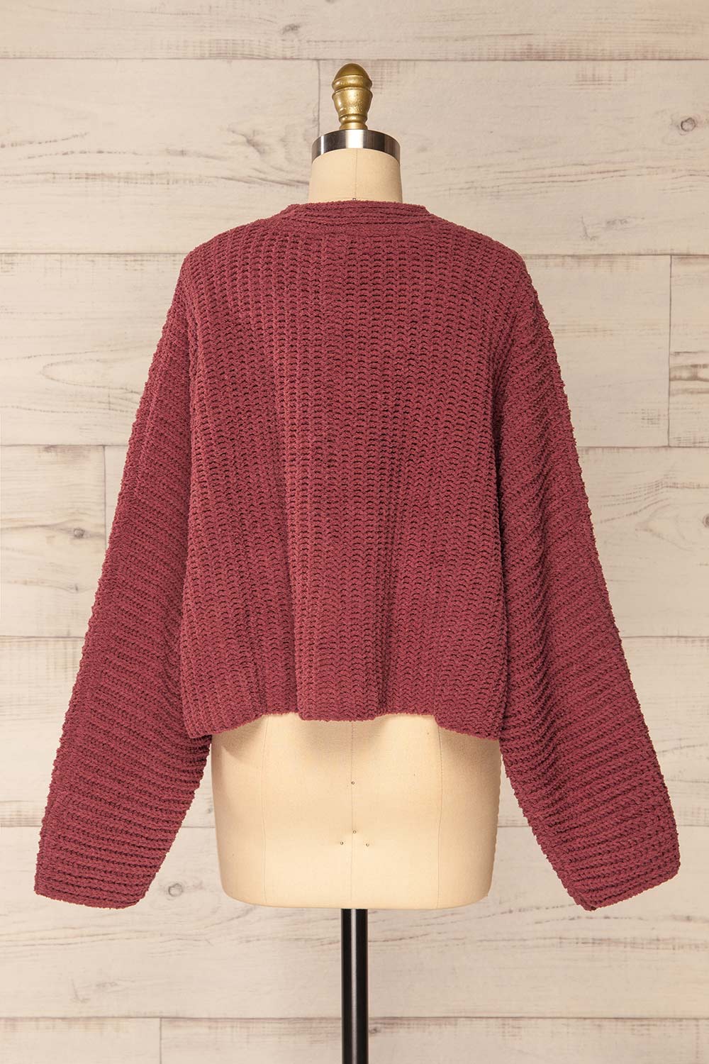 Capzhua Mauve Oversized Knit Cardigan | La petite garçonne back view