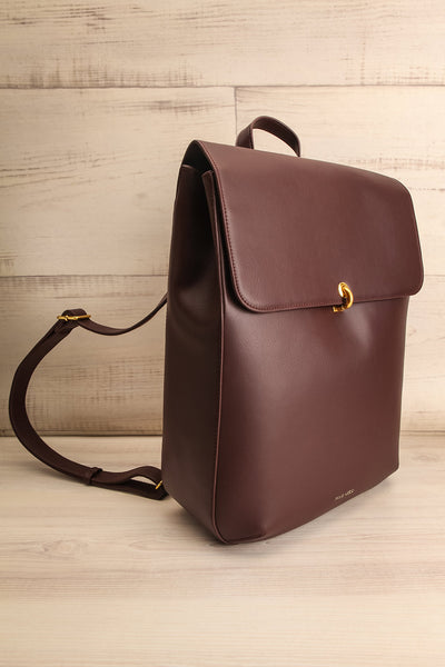 Caraganier Brown Vegan Leather Backpack | La petite garçonne side view