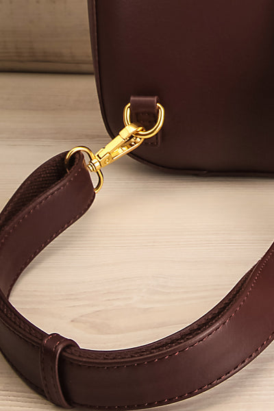 Caraganier Brown Vegan Leather Backpack | La petite garçonne back close-up