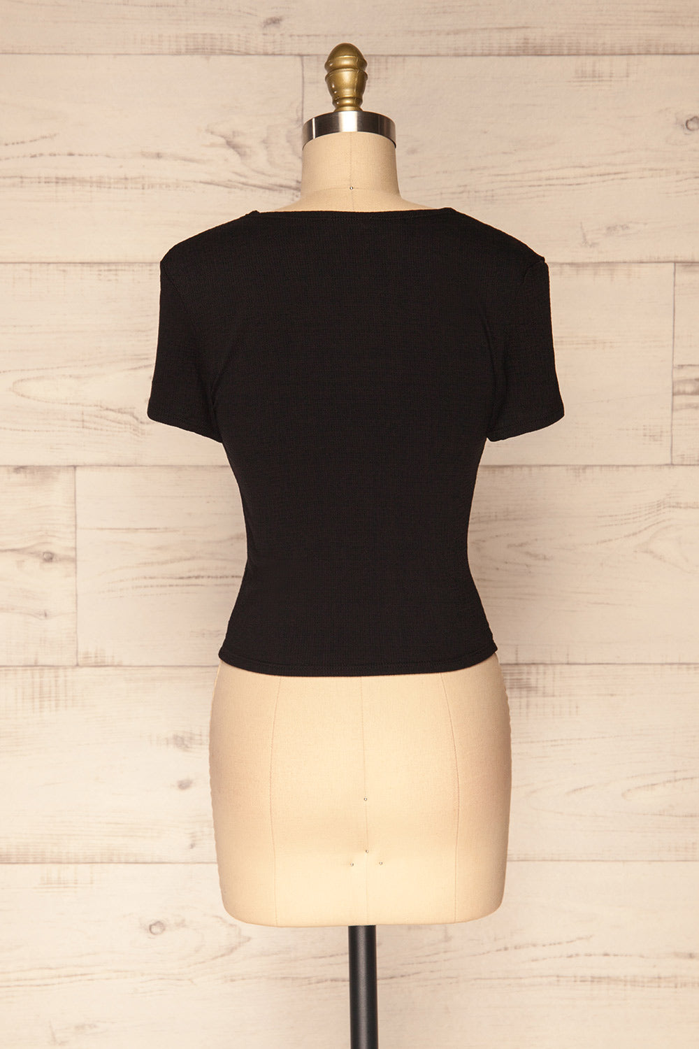 Cardiff Black V-Neck Knotted Top | La Petite Garçonne back view 