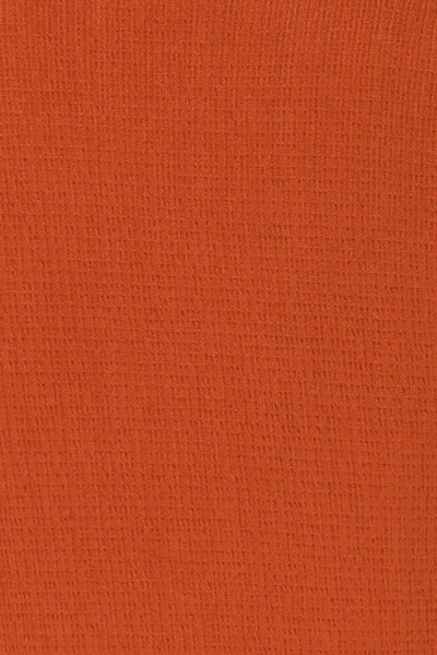 Cardiff Rust Orange V-Neck Knotted Top | La Petite Garçonne fabric detail