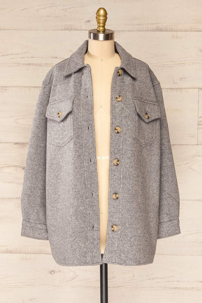 Cargal Grey Wool Jacket w/ Long Sleeves | La petite garçonne open view